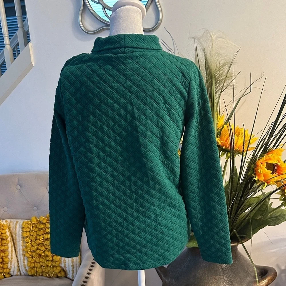 J. Crew Green Quilted Women's Turtleneck Sweater